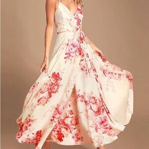 Lulu’s Elegantly Inclined maxi floral wrap dress